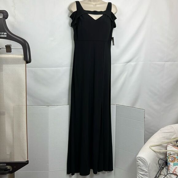 Nightway Black knit gown with front slit NWT size 10 - Picture 4 of 16